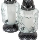 Szív mintás üvegmécses fekete 70gr 24,5cm 8db/# 