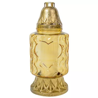 Szív mintás üvegmécses arany 70gr 26cm 8db/# 