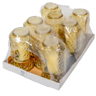 Szív mintás üvegmécses arany 70gr 26cm 8db/# 
