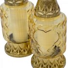 Szív mintás üvegmécses arany 70gr 24,5cm 8db/# 