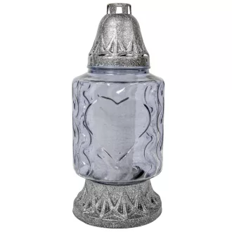 Szív mintás üvegmécses szürke 70gr 26cm 8db/# 