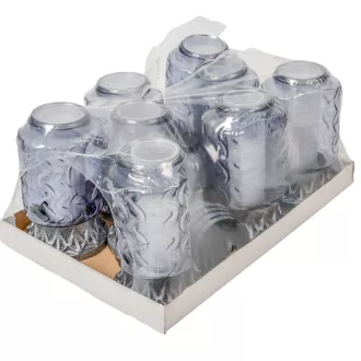Szív mintás üvegmécses szürke 70gr 26cm 8db/# 
