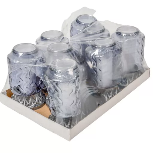 Szív mintás üvegmécses szürke 70gr 26cm 8db/# 