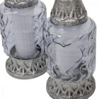 Szív mintás üvegmécses szürke 70gr 24,5cm 8db/# 