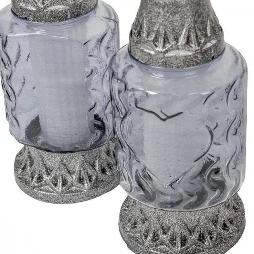 Szív mintás üvegmécses szürke 70gr 26cm 8db/# 