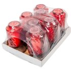 Szív mintás üvegmécses piros 70gr 24,5cm 8db/# 