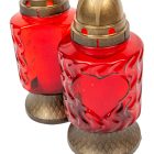 Szív mintás üvegmécses piros 70gr 24,5cm 8db/# 