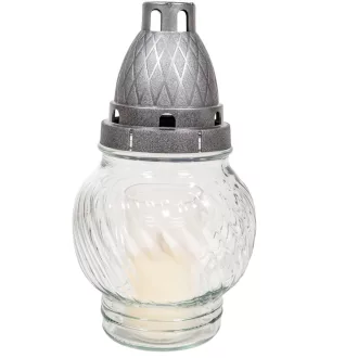 Nagy gömb üvegmécses fehér-ezüst 35gr 19cm 7db/#