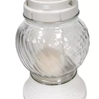 Nagy gömb üvegmécses fehér 35gr 22cm 6db/#