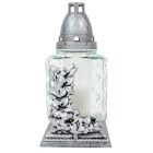Virágos kocka üvegmécses ezüst 65gr 23cm 6db/#