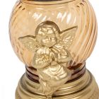 Angyalkás gömb üvegmécses lazac 40gr 20,5cm 8db/#