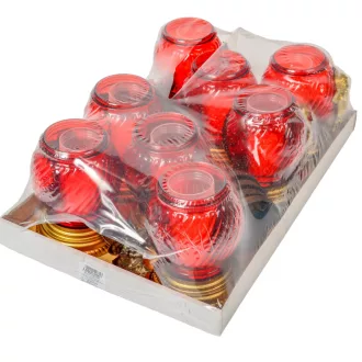 Angyalkás gömb üvegmécses piros 40gr 21cm 8db/#