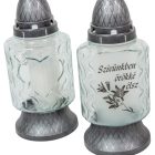 Szívünkben örökké élsz feliratos matt felületes üvegmécses ezüst 70gr 25cm 8db/#