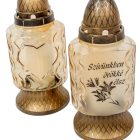 Szívünkben örökké élsz feliratos matt felületes üvegmécses arany 70gr 25cm 8db/#