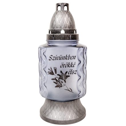 Szívünkben örökké élsz feliratos matt felületes üvegmécses szürke 70gr 25cm 8db/#