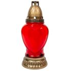 Szív üvegmécses piros 70gr 24,5cm 8db/#