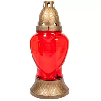 Szív üvegmécses piros 70gr 25cm 8db/#