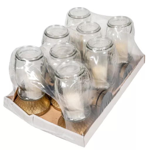 Szív üvegmécses fehér 70gr 24,5cm 8db/#
