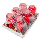 Szív üvegmécses piros 70gr 24,5cm 8db/#