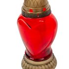 Szív üvegmécses piros 70gr 24,5cm 8db/#