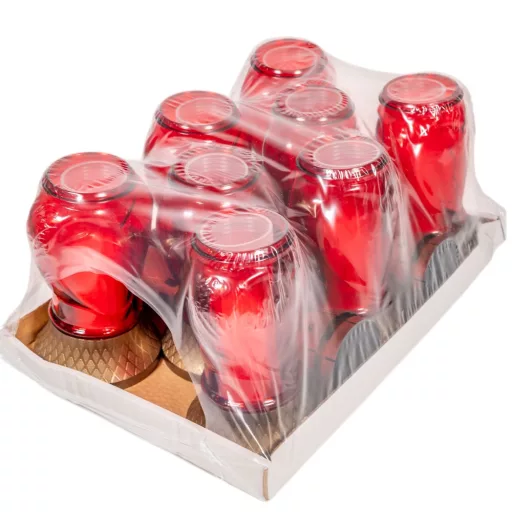 Szív üvegmécses piros 70gr 25cm 8db/#