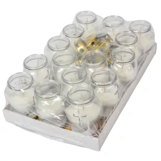 Öntött kis szív üvegmécses fehér 105gr 12,5cm 15db/#