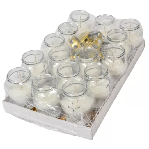 Öntött kis szív üvegmécses fehér 105gr 12,5cm 15db/#