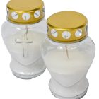 Öntött kis szív üvegmécses fehér 13cm 15db/#