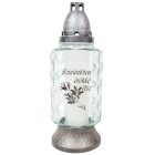 Szívünkben örökké élsz feliratos üvegmécses ezüst 95gr 29cm 8db/#