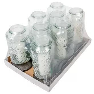   Szívünkben örökké élsz feliratos üvegmécses ezüst 95gr 29cm 8db/#