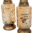 Szívünkben örökké élsz feliratos matt felületes nagy üvegmécses arany 95gr 29cm 8db/#