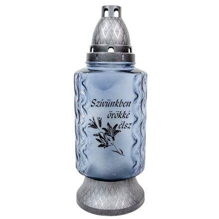 Szívünkben örökké élsz feliratos matt felületes nagy üvegmécses szürke 95gr 29cm 8db/#