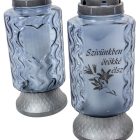 Szívünkben örökké élsz feliratos matt felületes nagy üvegmécses szürke 95gr 29cm 8db/#