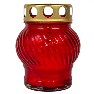   Öntött kis gömb üvegmécses fém tetővel piros 35gr 10cm 10db/#