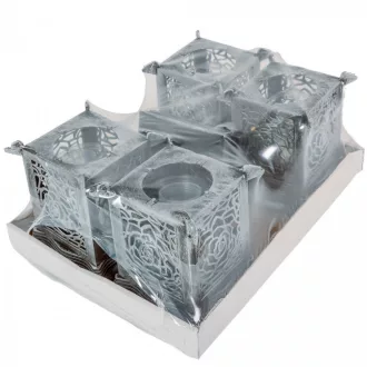 Katedrális üvegmécses ezüst 40gr 24cm 4db/#