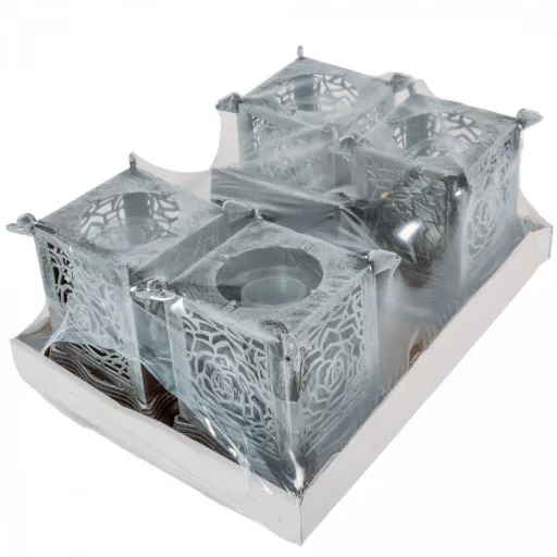 Katedrális üvegmécses ezüst 40gr 24cm 4db/#