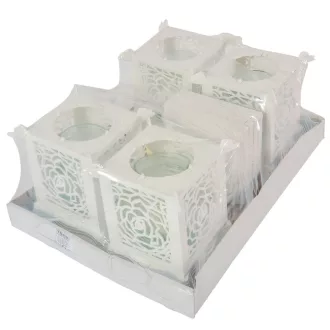 Katedrális üvegmécses fehér 40gr 24cm 4db/#