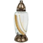 Strasszos, festett íves üvegmécses arany 105gr 34cm 6db/#