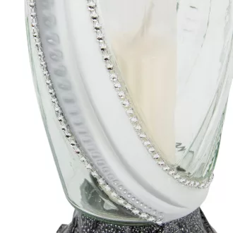   Strasszos, festett íves üvegmécses ezüst 105gr 34cm 6db/#