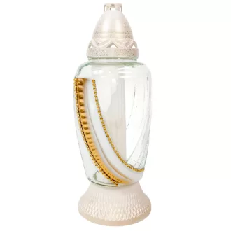 Strasszos, festett íves üvegmécses arany 105gr 34cm 6db/#