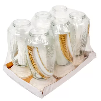 Strasszos, festett íves üvegmécses arany 105gr 34cm 6db/#