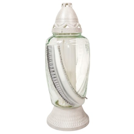 Strasszos, festett íves üvegmécses ezüst 105gr 34cm 6db/#