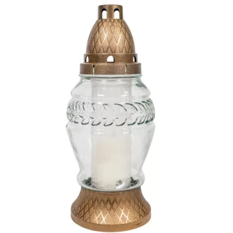 Levél mintás üvegmécses fehér 50gr 24cm 7db/#