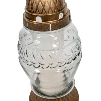 Levél mintás üvegmécses fehér 50gr 24cm 7db/#
