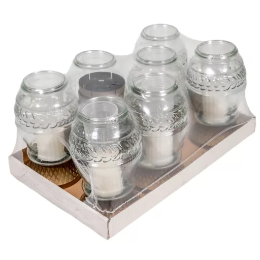 Levél mintás üvegmécses fehér 50gr 24cm 7db/#