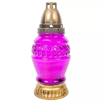 Levél mintás üvegmécses lila 50gr 24cm 7db/#