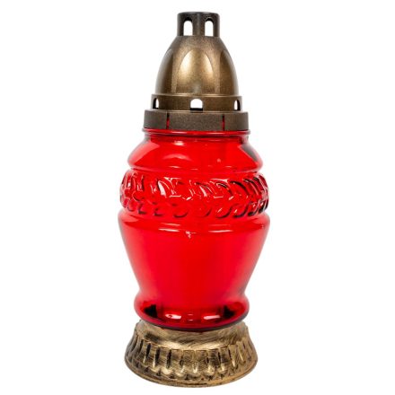 Levél mintás üvegmécses piros 50gr 24cm 7db/#