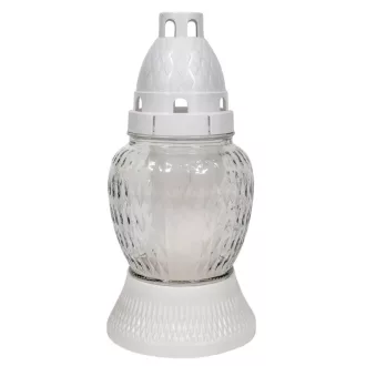 Szögletes kis csepp üvegmécses fehér 35gr 18cm 10db/#