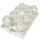 Szögletes kis csepp üvegmécses fehér 35gr 18cm 10db/#