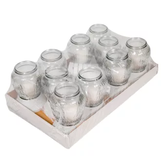 Szögletes kis csepp üvegmécses fehér 35gr 18cm 10db/#